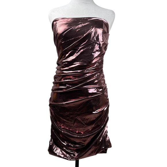 ASTR the Label Women's Paulette Mini BodyCon Dress, Bronze Size L - Picture 3 of 13